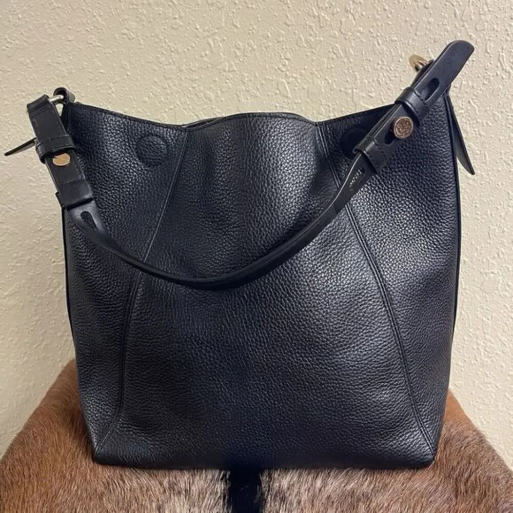 Michael Kors $278‎ Lucy Black Pebbled Leather Medium Hobo Shoulder Bag Magnetic